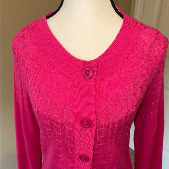 George Pink Cardigan Sweater with Textured Knit - Picture 3 of 9
